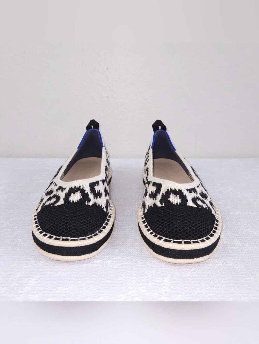 Rothy's The Espadrille Flats US 8.5 Sandy Cat Leopard Print Natural Hemp Slip-On